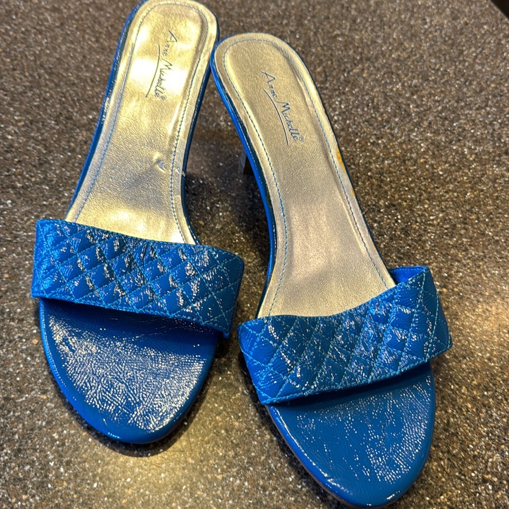 Royal blue,  kitten heel slides